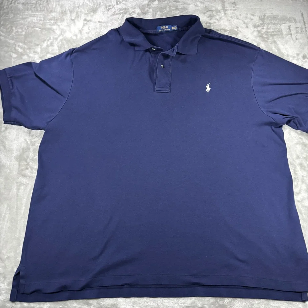 Polo Ralph Lauren Mens 2XB Navy Blue Short Sleeve Pony Logo Jersey Polo Shirt